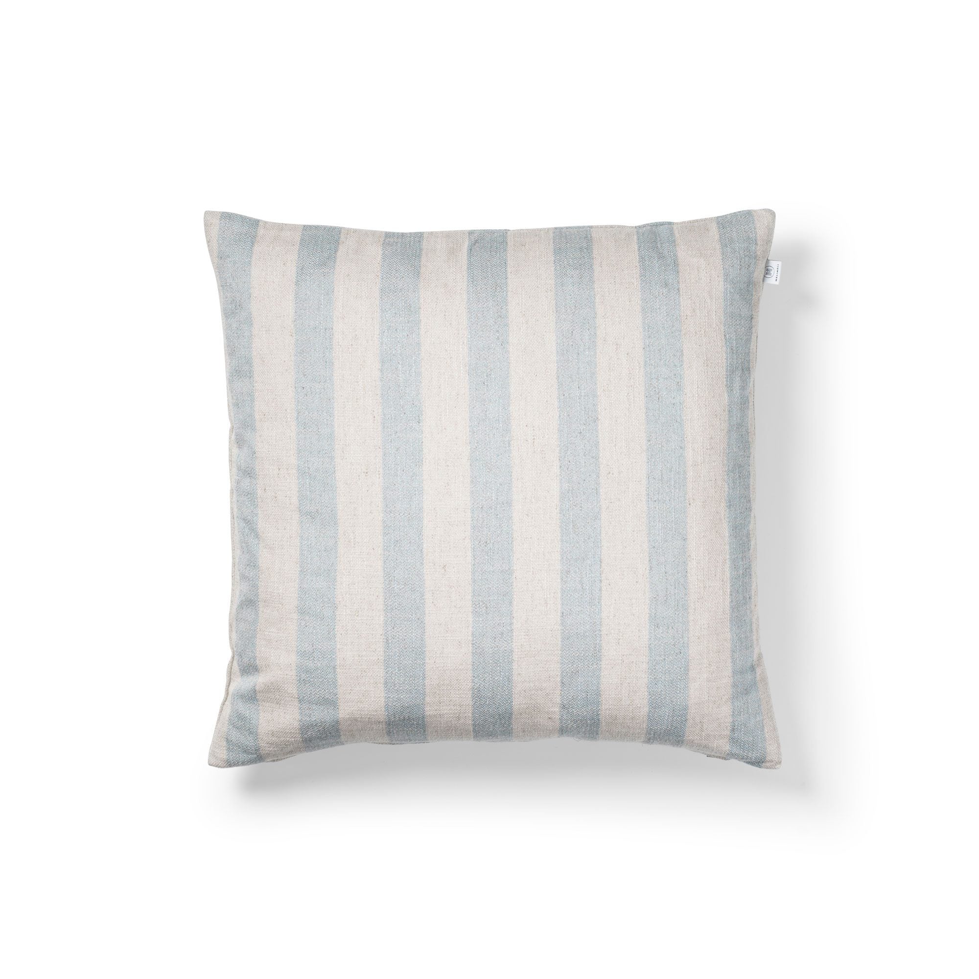Randig kudde i blå och beige linne från Melimeli
