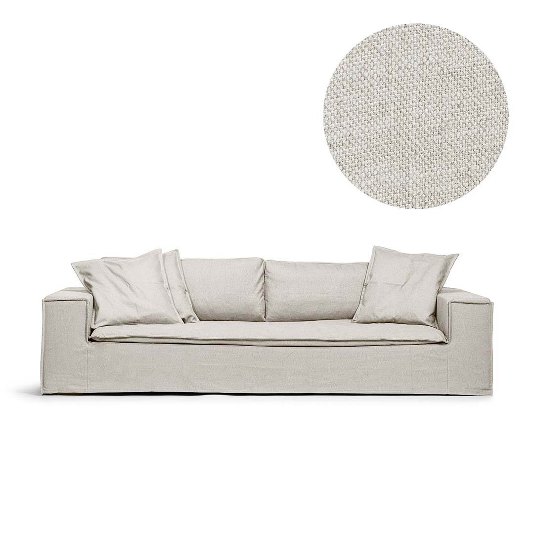 Klädsel i ljusgrå linne för Luca 3-Sitssoffa från Melimeli
