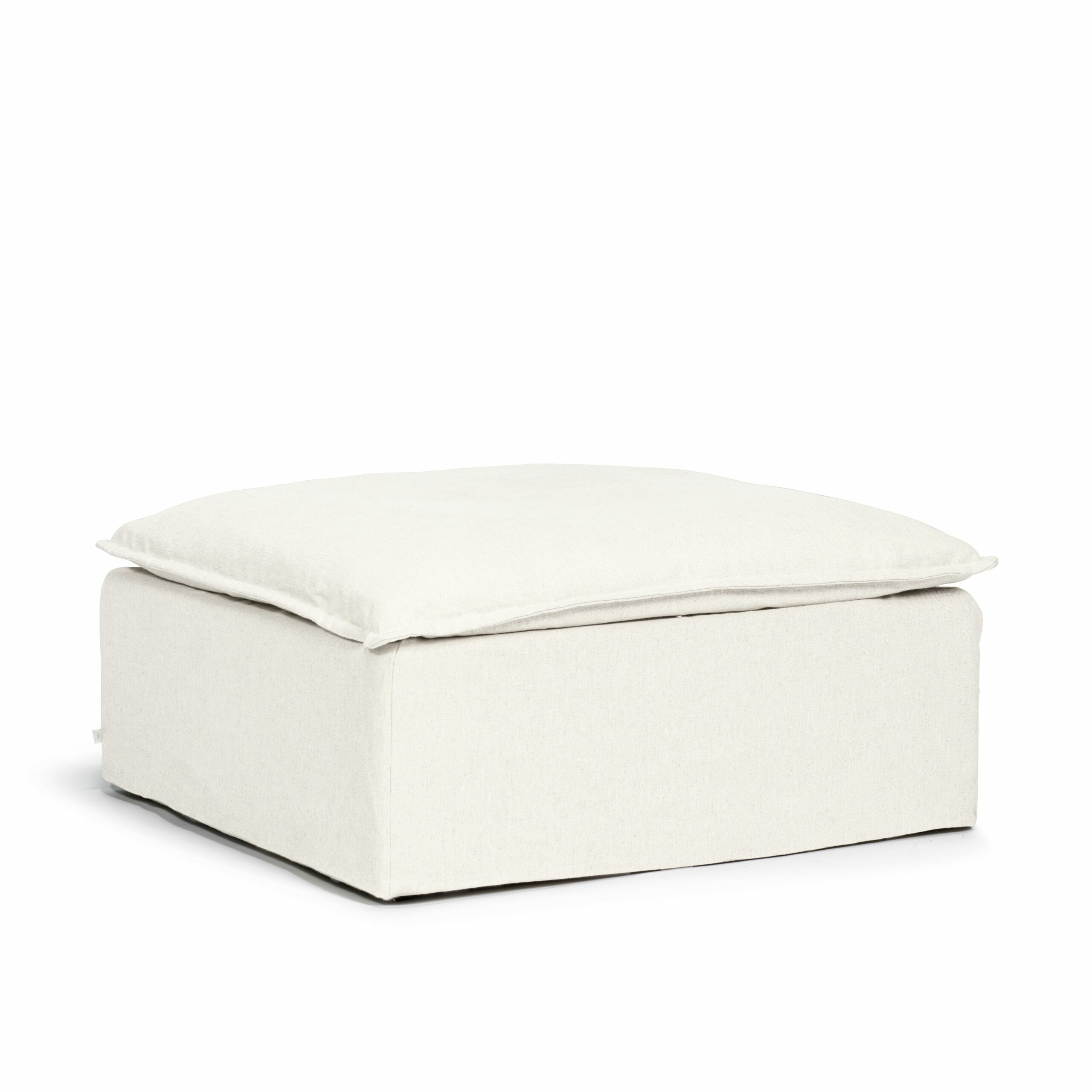 Luca Fotpall sittpuff puff divan schäslong vit linne avtagbar klädsel Melimeli