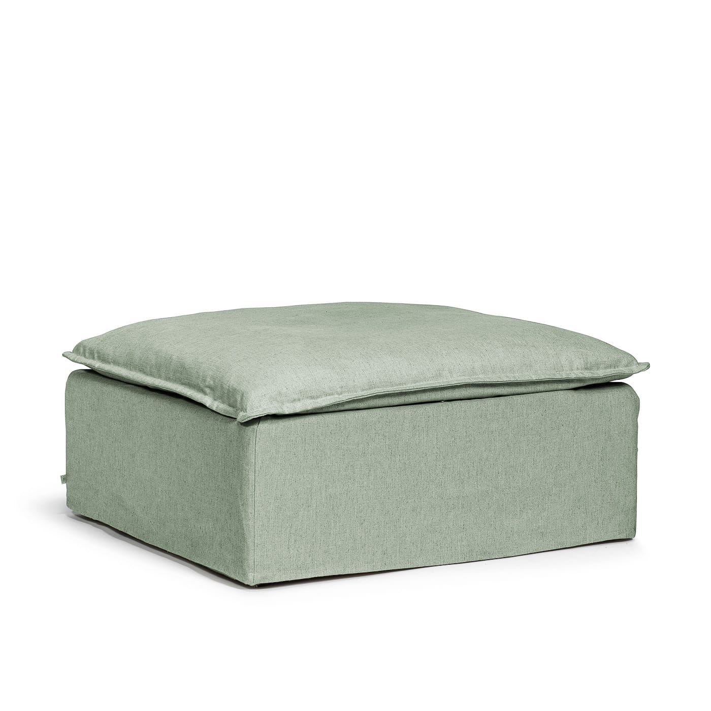 Luca Fotpall sittpuff puff divan schäslong grön linne avtagbar klädsel Melimeli