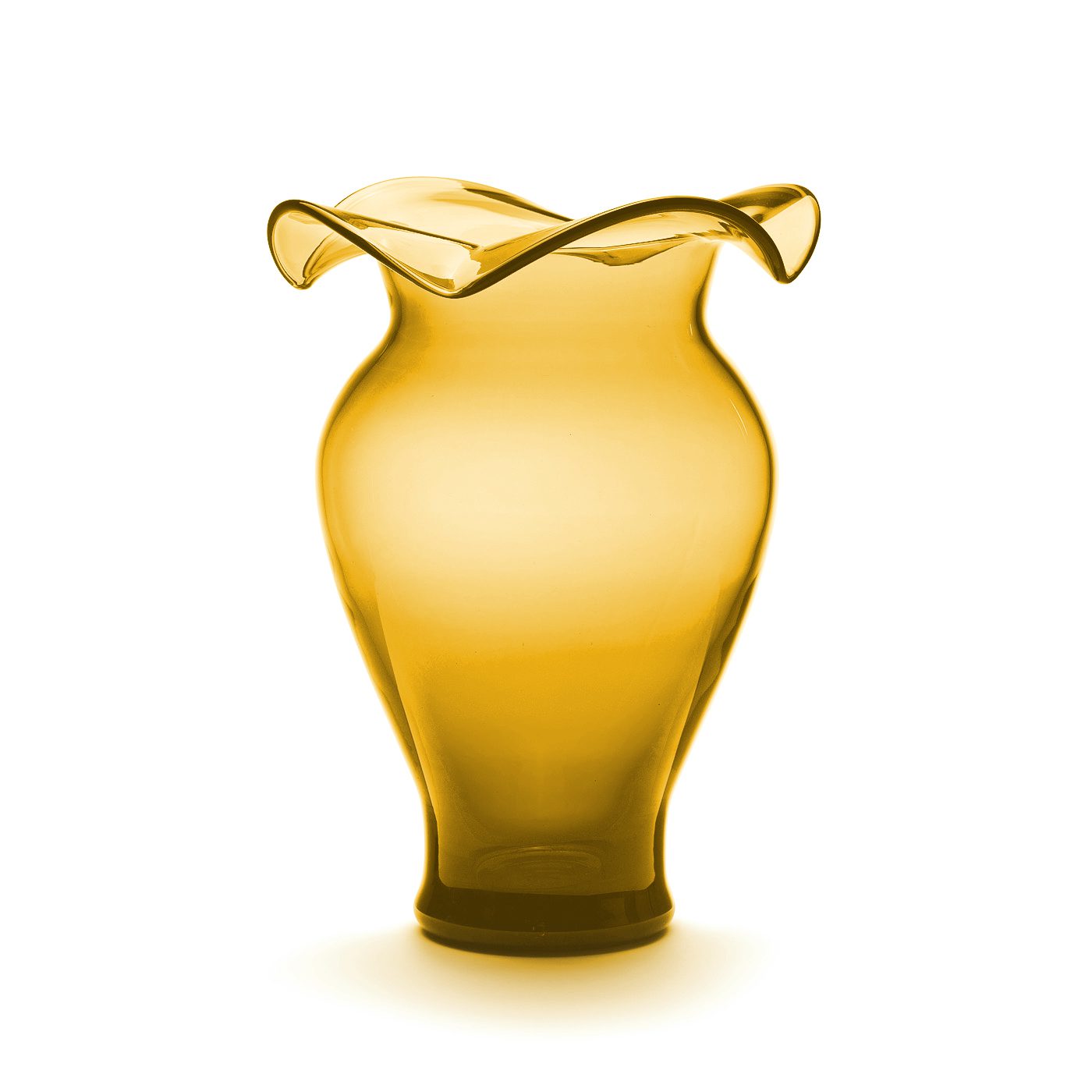Vas Fiore Bärnsten. Handgjord gul glasvas.
